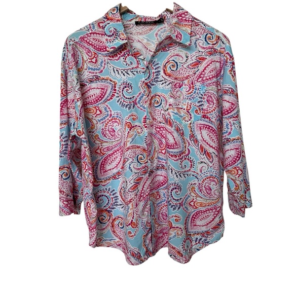 Lauren Ralph Lauren Tops - Lauren Ralph Lauren Women's L Paisley Long Sleeve Button-Up Shirt Pink Blue